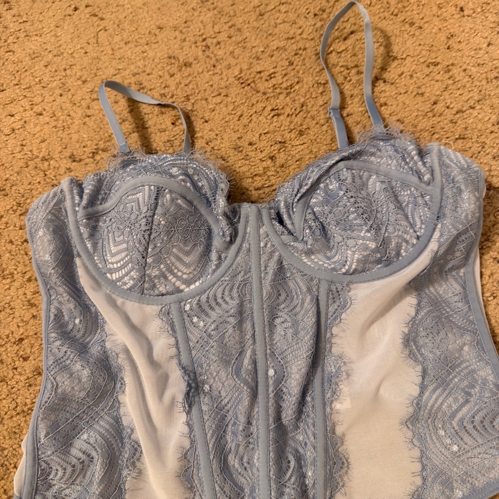 Garage Light Blue Lace Bustier Corset Top